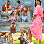🏖️Promoção de Verão: 50% de DESCONTO!!🎀Vestido estampado com decote em V para mulher