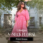 🏖️Promoção de Verão: 50% de DESCONTO!!🎀Vestido estampado com decote em V para mulher