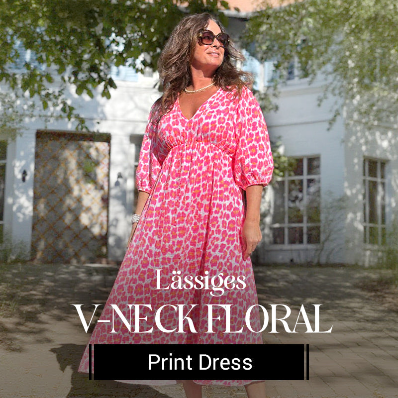 🏖️Promoção de Verão: 50% de DESCONTO!!🎀Vestido estampado com decote em V para mulher