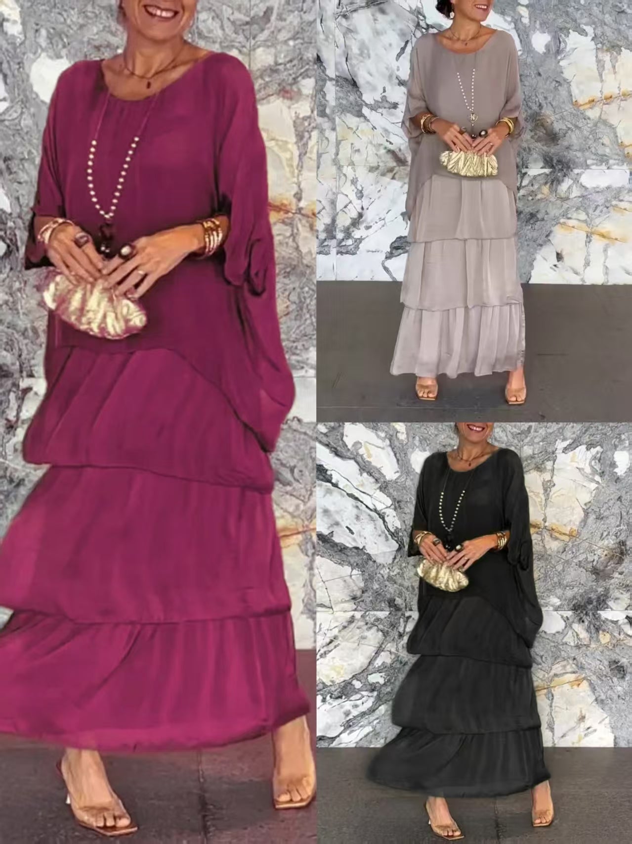 💎 -50% OFERTA LIMITADA! 💎 Vestido Maxi Artístico – Corte Largo, Design Batwing e Elegância Fluida