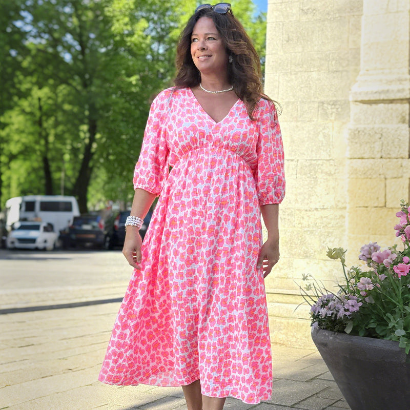 🏖️Promoção de Verão: 50% de DESCONTO!!🎀Vestido estampado com decote em V para mulher
