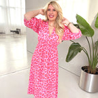 🏖️Promoção de Verão: 50% de DESCONTO!!🎀Vestido estampado com decote em V para mulher