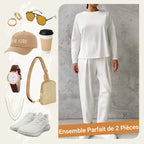 ✨️Conjunto de 2 peças: blusa de manga comprida e calças de gola redonda