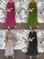 💎 -50% OFERTA LIMITADA! 💎 Vestido Maxi Artístico – Corte Largo, Design Batwing e Elegância Fluida