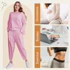 ✨️Conjunto de 2 peças: blusa de manga comprida e calças de gola redonda