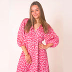 🏖️Promoção de Verão: 50% de DESCONTO!!🎀Vestido estampado com decote em V para mulher