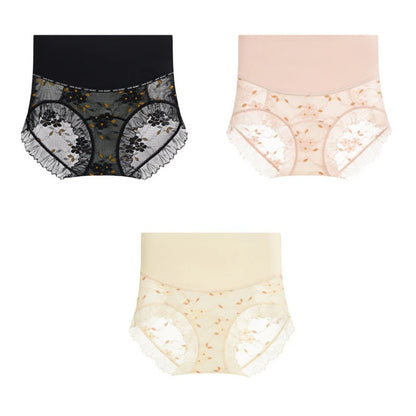 Women's Breathable High Waist Seamless Lace Panties