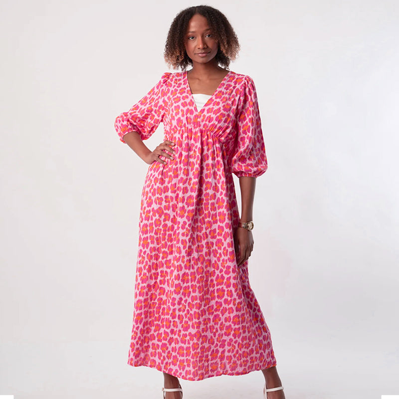 🏖️Promoção de Verão: 50% de DESCONTO!!🎀Vestido estampado com decote em V para mulher