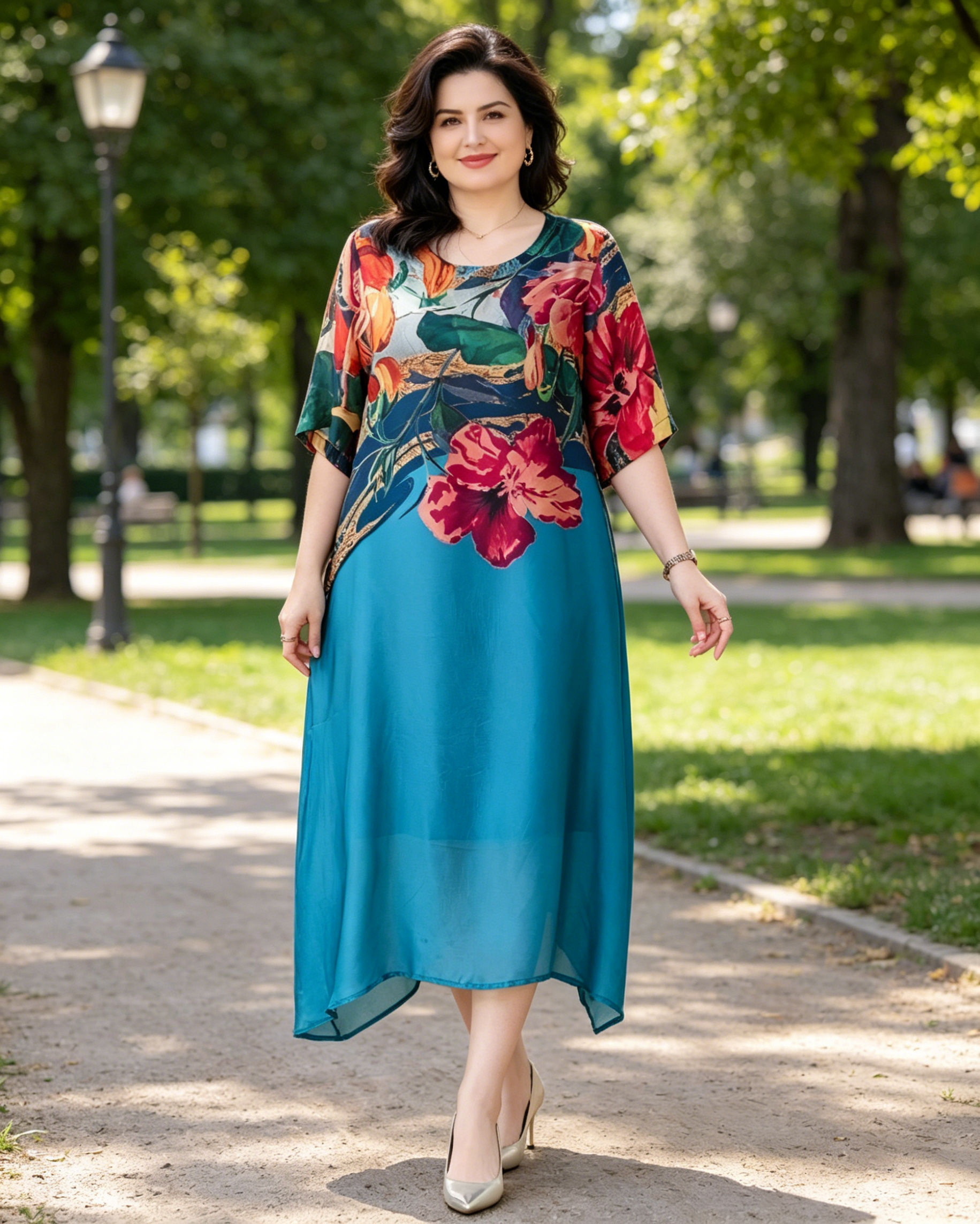👗Vestidos florais elegantes para mulheres plus size