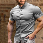 💎 60% DE DESCONTO! 💎 Camisa de manga curta com botões para homem – Não precisa de ser passada a ferro, não amarrota e é ideal para o verão ☀️👔