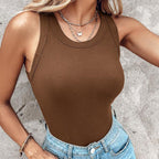 🔥Promoção - 64% de desconto✨Top de malha canelada para mulher com sutiã integrado