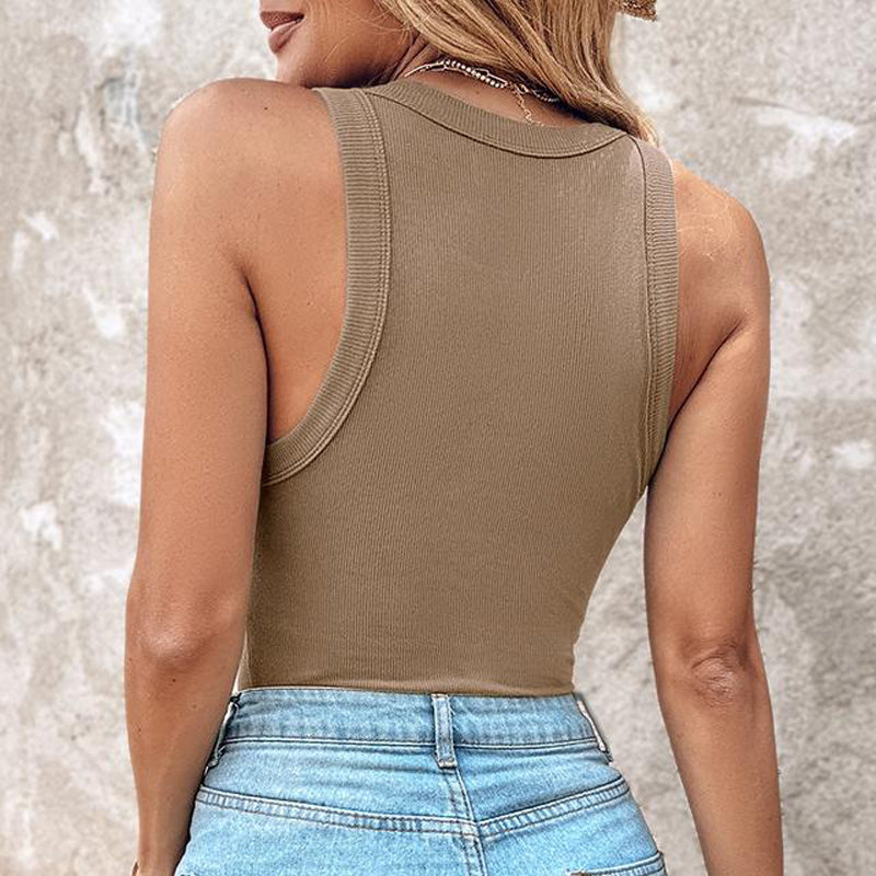 🔥Promoção - 64% de desconto✨Top de malha canelada para mulher com sutiã integrado
