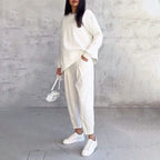 ✨️Conjunto de 2 peças: blusa de manga comprida e calças de gola redonda