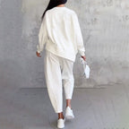 ✨️Conjunto de 2 peças: blusa de manga comprida e calças de gola redonda