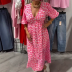 🏖️Promoção de Verão: 50% de DESCONTO!!🎀Vestido estampado com decote em V para mulher