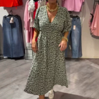 🏖️Promoção de Verão: 50% de DESCONTO!!🎀Vestido estampado com decote em V para mulher