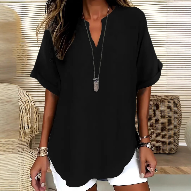 🌸Promoção de Primavera: 50% de desconto👕Top de manga curta, de corte largo e cor lisa