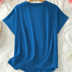 🌸Promoção de Primavera: 50% de desconto👕Top de manga curta, de corte largo e cor lisa