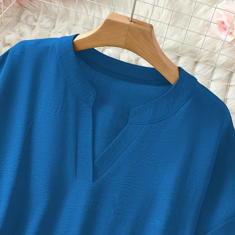 🌸Promoção de Primavera: 50% de desconto👕Top de manga curta, de corte largo e cor lisa