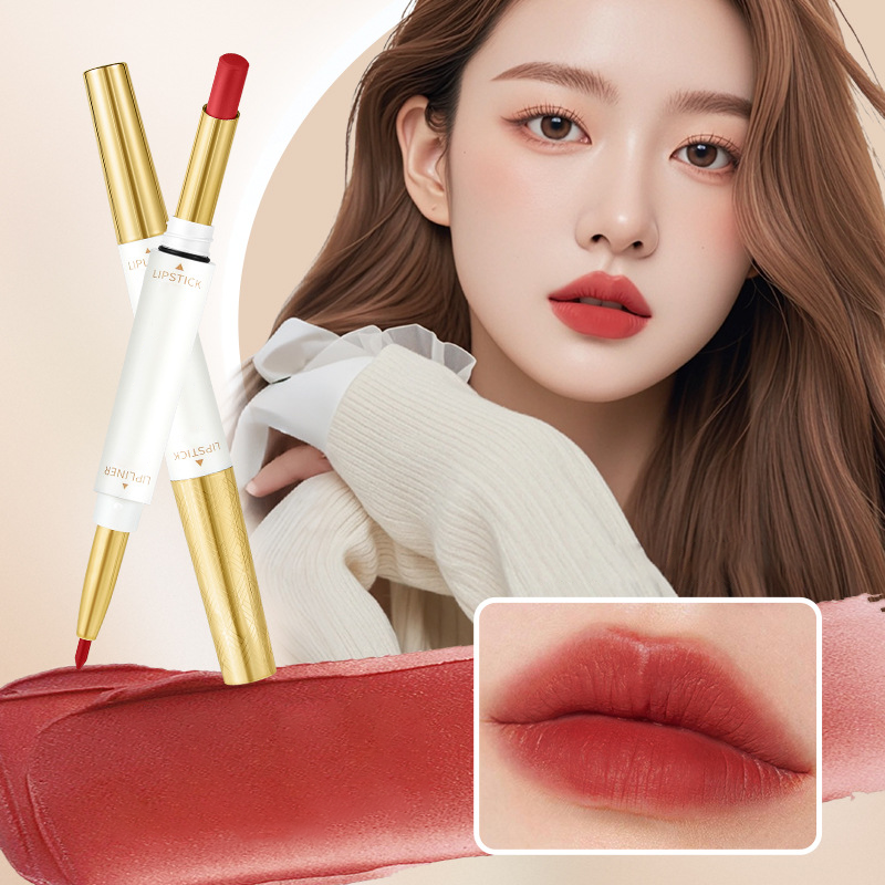 2-In-1 Long Lasting Double Head Lipstick ＆ Lipliner