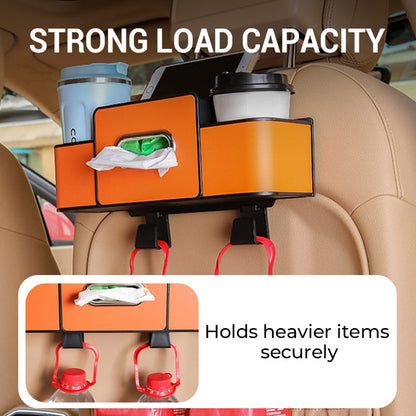 Multi-Functional Car Seat Back Storage Box with Hooks