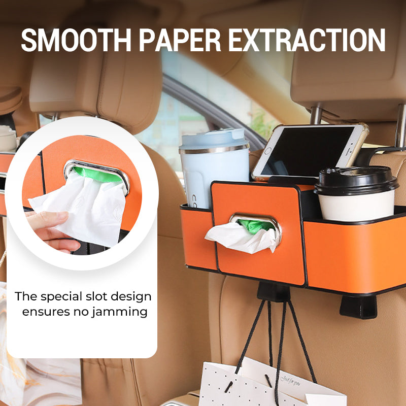 Multi-Functional Car Seat Back Storage Box with Hooks