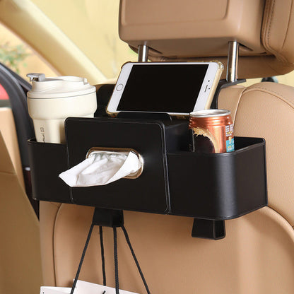 Multi-Functional Car Seat Back Storage Box with Hooks