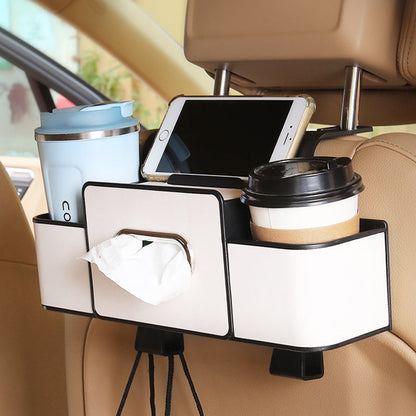 Multi-Functional Car Seat Back Storage Box with Hooks
