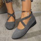 💃🔥Último dia da promoção com 50% de desconto🔥Sapatos elegantes com salto baixo e tira elástica, em cor única