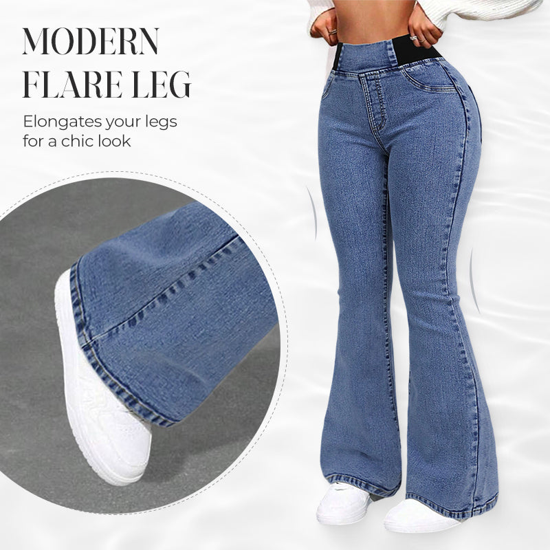 👖Calças de ganga largas de cintura alta e elásticas – Ligeiro efeito modelador na zona da barriga, tecido elástico e confortável. Corte largo que favorece a silhueta. Perfeitas para o dia a dia. 🌸✨