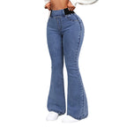 👖Calças de ganga largas de cintura alta e elásticas – Ligeiro efeito modelador na zona da barriga, tecido elástico e confortável. Corte largo que favorece a silhueta. Perfeitas para o dia a dia. 🌸✨