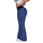 👖Calças de ganga largas de cintura alta e elásticas – Ligeiro efeito modelador na zona da barriga, tecido elástico e confortável. Corte largo que favorece a silhueta. Perfeitas para o dia a dia. 🌸✨