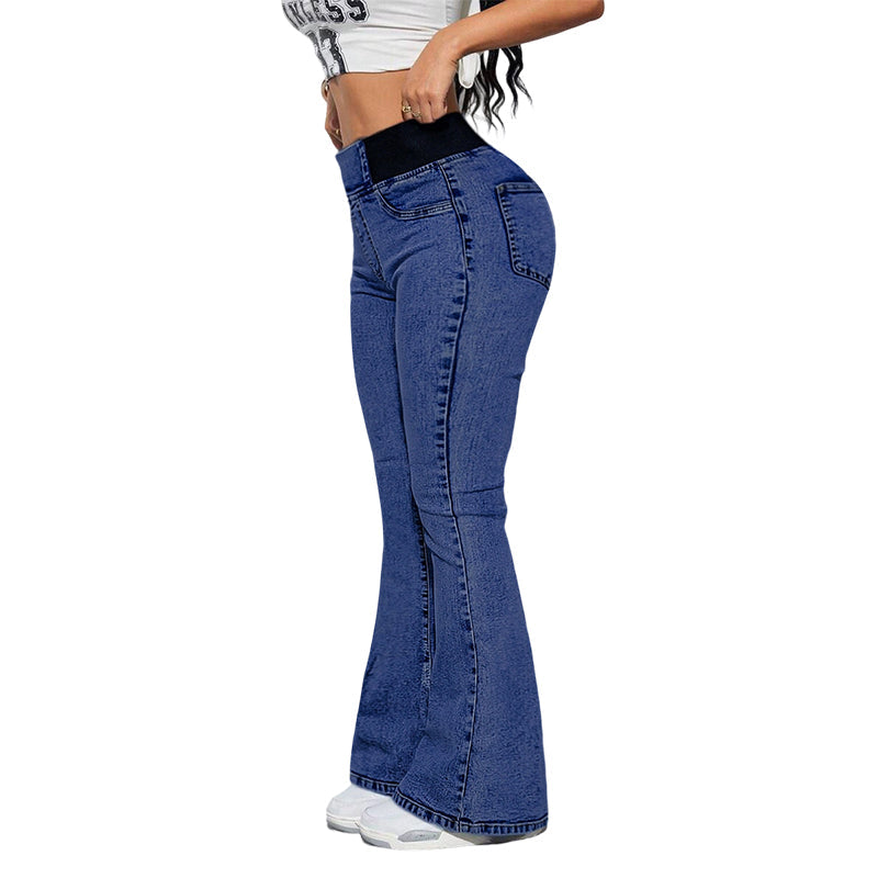 👖Calças de ganga largas de cintura alta e elásticas – Ligeiro efeito modelador na zona da barriga, tecido elástico e confortável. Corte largo que favorece a silhueta. Perfeitas para o dia a dia. 🌸✨