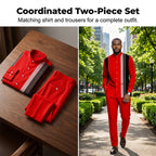 Conjunto de 2 peças para homem: camisa e calças às riscas