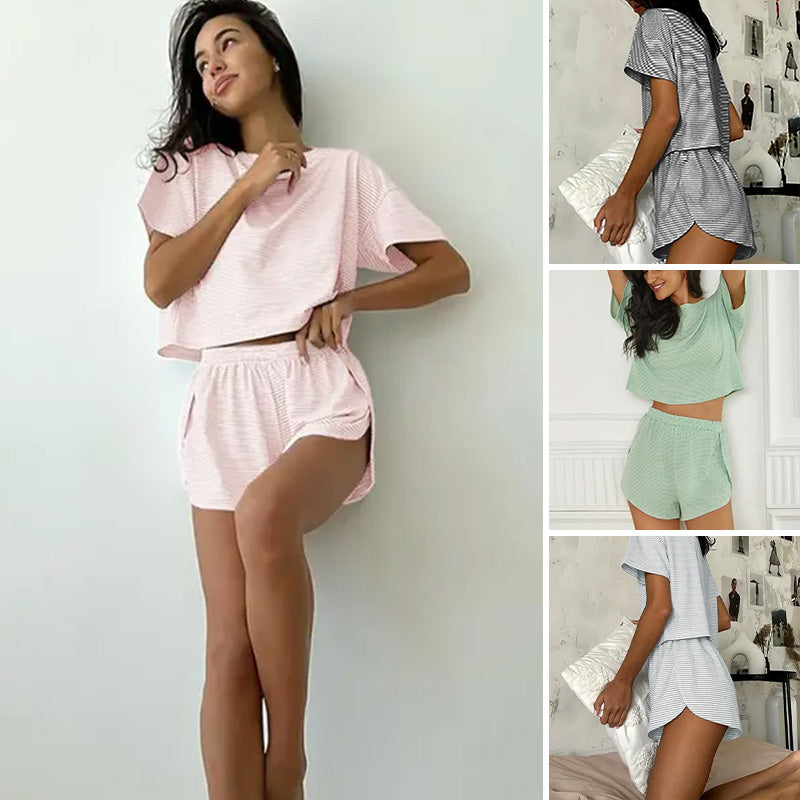 👚 Conjunto de roupa de estar em casa às riscas para mulher – Conforto máximo e estilo chique