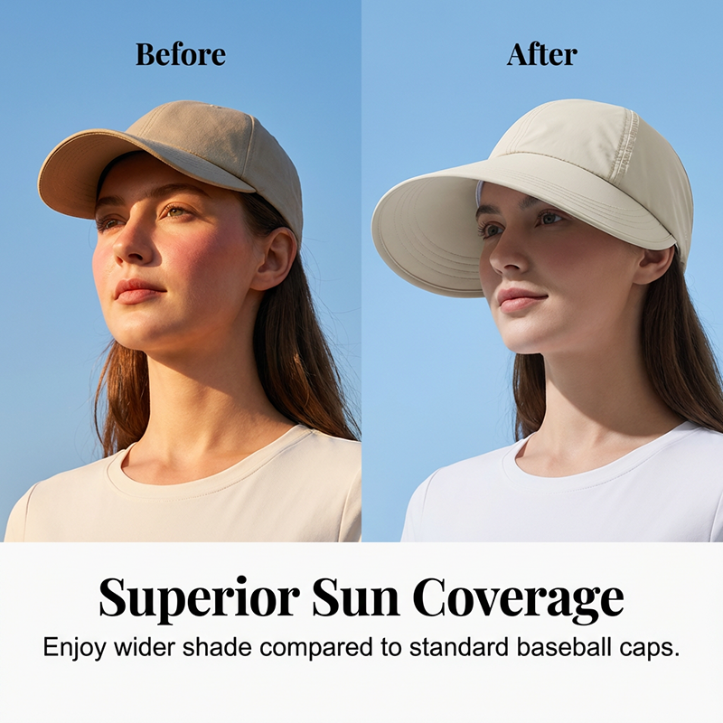 🧢  Chapéu de sol de aba larga para mulher – Proteção UV, tecido de secagem rápida e conforto respirável 🌊
