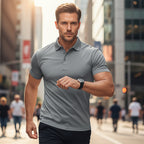Camiseta masculina de manga curta com gola e secagem rápida
