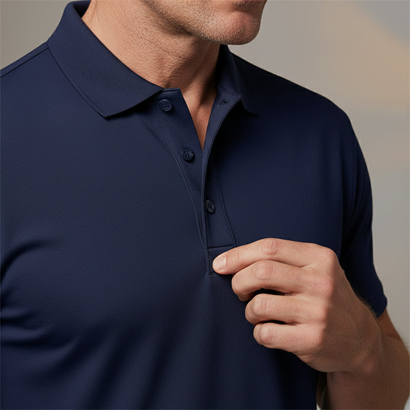 Camiseta masculina de manga curta com gola e secagem rápida
