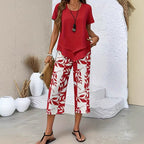 ✨50 % de desconto 💙 Conjunto casual composto por uma blusa comprida com gola redonda e calças largas