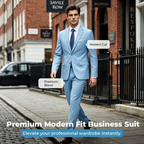 ✨👔60% de desconto + envio gratuito🔥Conjunto de fato de negócios de corte moderno, 2 peças, para homem