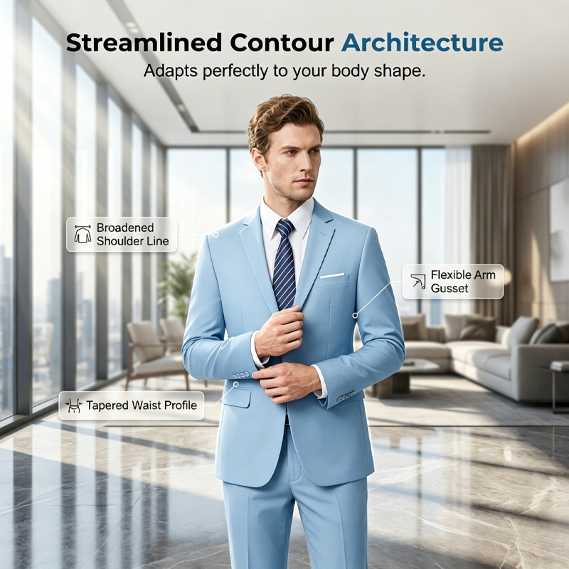 ✨👔60% de desconto + envio gratuito🔥Conjunto de fato de negócios de corte moderno, 2 peças, para homem
