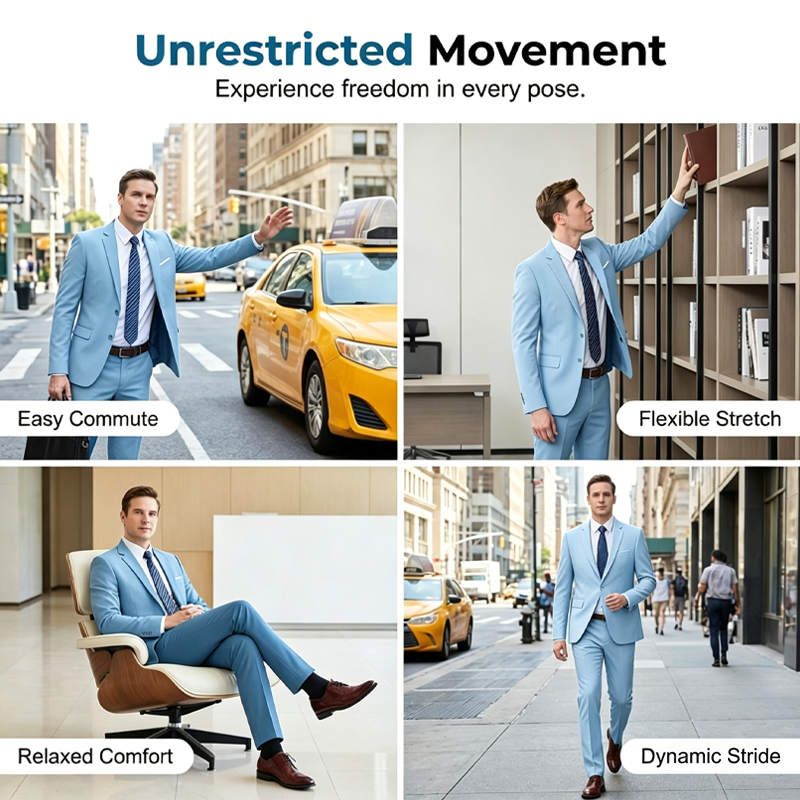 ✨👔60% de desconto + envio gratuito🔥Conjunto de fato de negócios de corte moderno, 2 peças, para homem