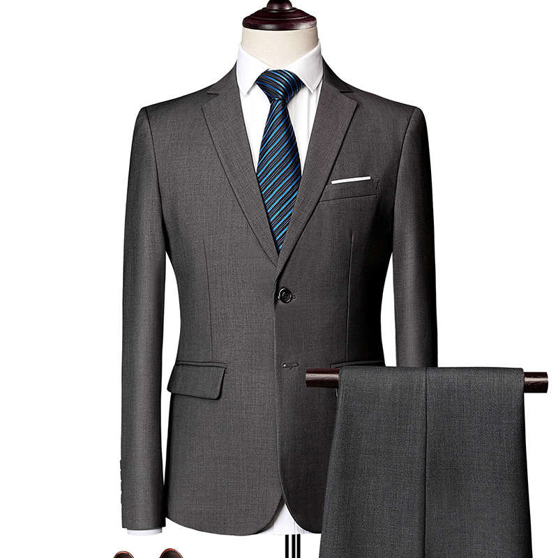 ✨👔60% de desconto + envio gratuito🔥Conjunto de fato de negócios de corte moderno, 2 peças, para homem