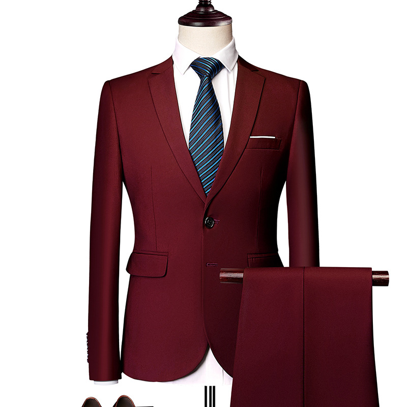 ✨👔60% de desconto + envio gratuito🔥Conjunto de fato de negócios de corte moderno, 2 peças, para homem