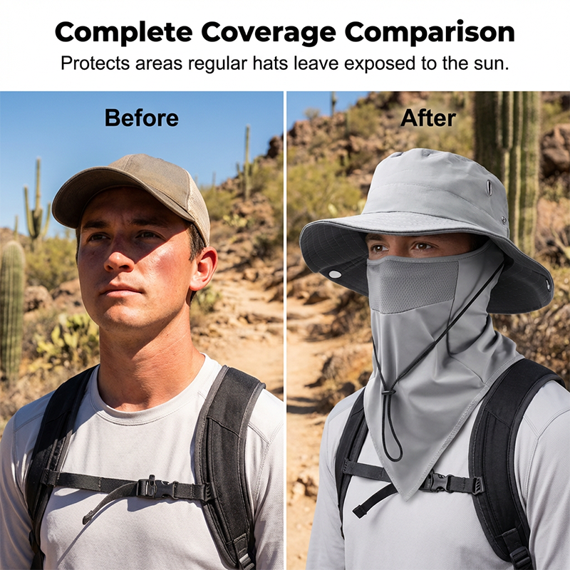🔥Desconto de 50% no último dia!🔥Chapéu de pescador respirável com máscara facial removíve