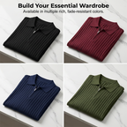 Camisola de malha canelada com fecho e manga curta para homem