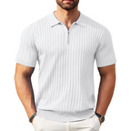 Camisola de malha canelada com fecho e manga curta para homem