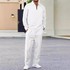 Conjunto de sweatshirt para homem com textura waffle e calça reta