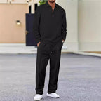 Conjunto de sweatshirt para homem com textura waffle e calça reta