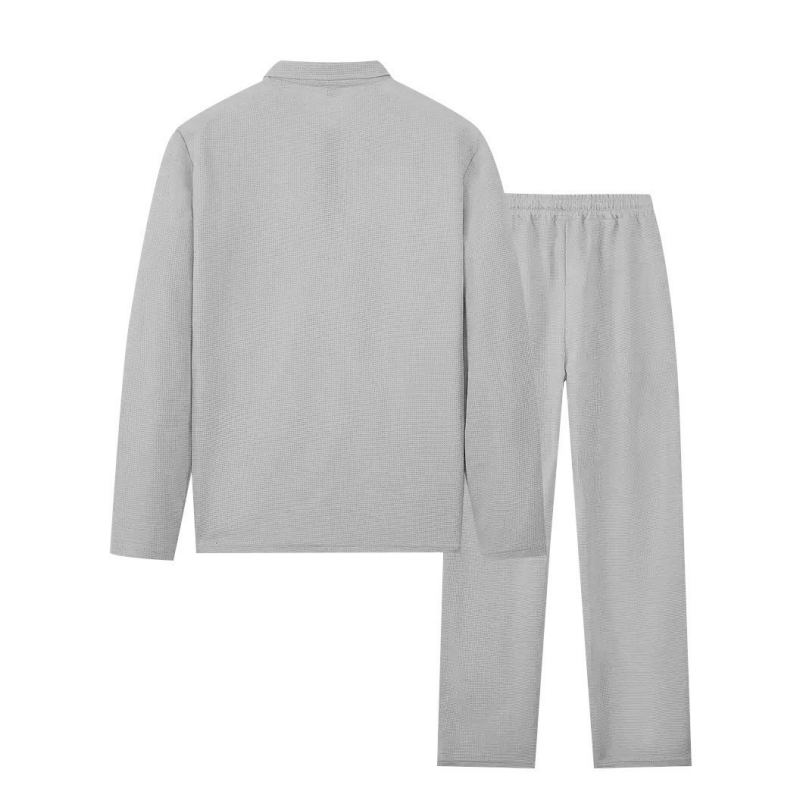 Conjunto de sweatshirt para homem com textura waffle e calça reta
